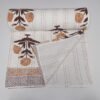 Brown Floral Block Print Kantha Quilt Handmade Cotton Bedspread Indian Bedding